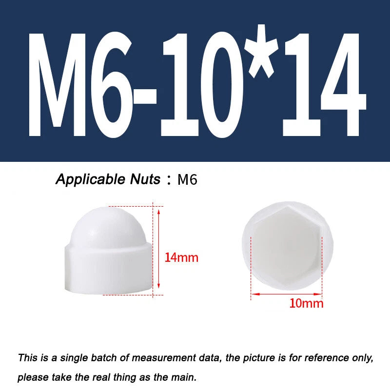 Hex Bolt & Nut Protection Caps – Plastic Hexagonal Screw Covers for M4 M5 M6 M8 M10 to M24 (PE, 5-100 Pack)