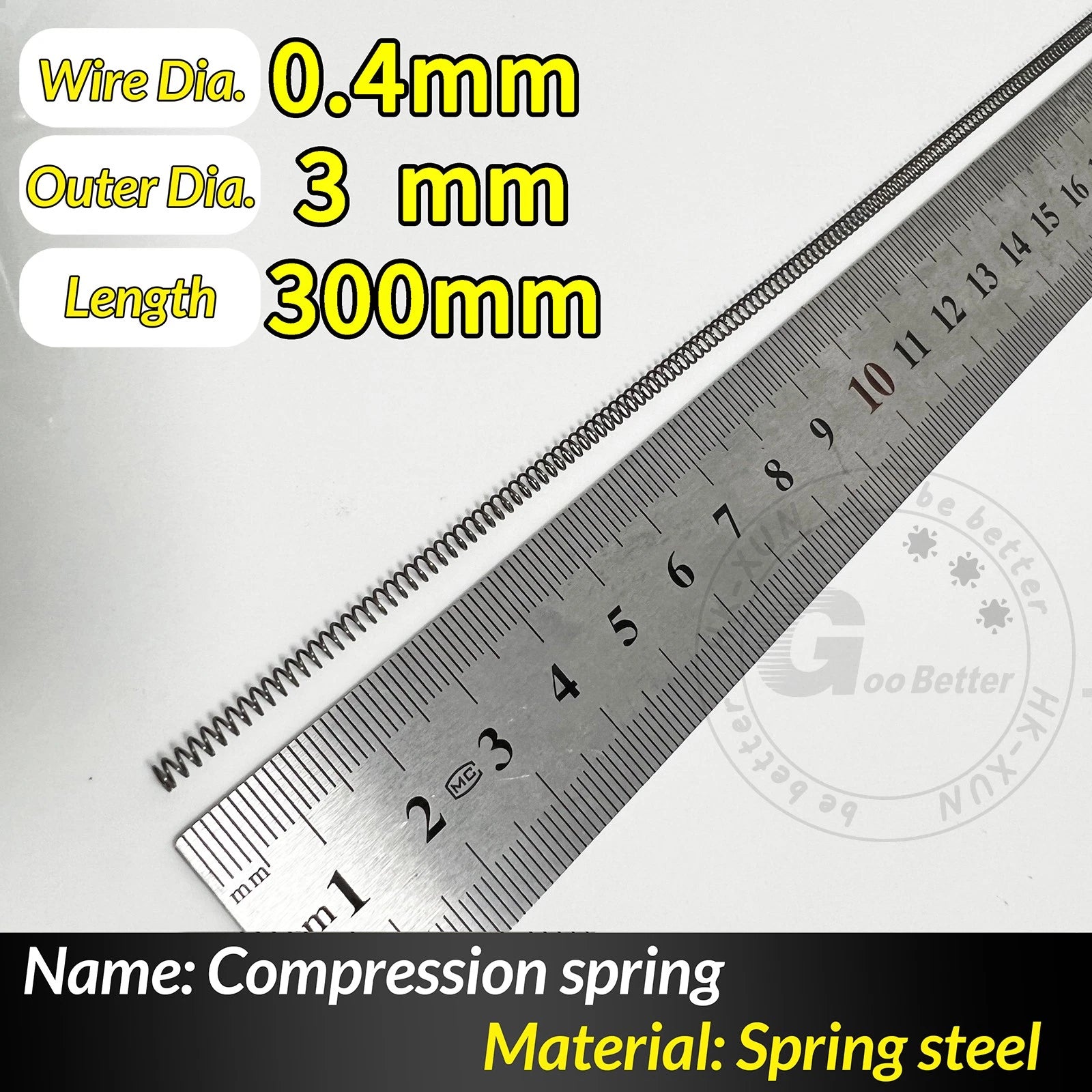 Compression Spring Pressure Springs, Wire Dia 0.3-1.0mm, OD 2-25mm, Length 300mm
