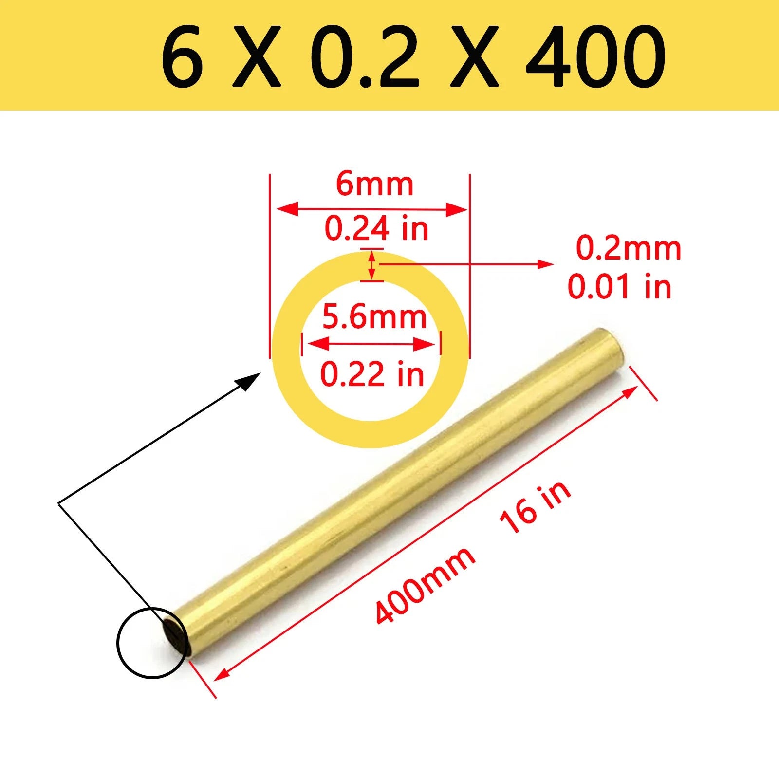 Brass Tubes ROUND PIPE Cu 62% OD 4mm 5mm 6mm 7mm 8mm To 25mm Length 400mm 0.4m