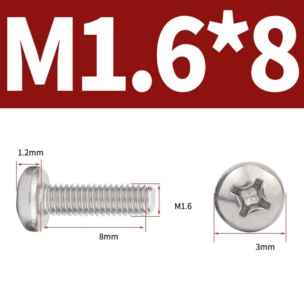 Phillips Pan Head Machine Screws — A4 Marine Grade Stainless Steel, DIN 7985 (M1.6–M10) - HomeDIYer