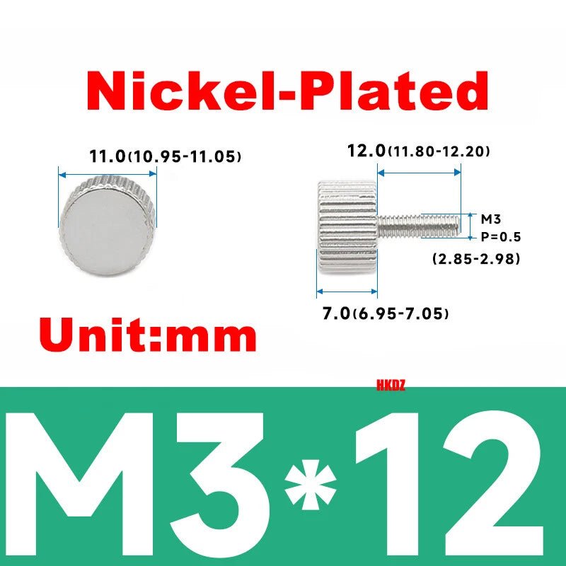 M3 Knurled Thumb Screws – Flat Head Carbon Steel Hand Grip Bolts 6/8/10/12mm - HomeDIYer
