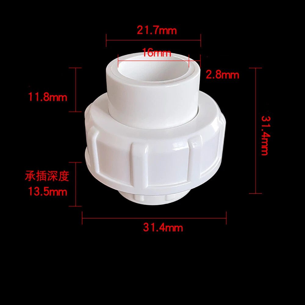 PVC White 16mm ID Pressure Pipe Fittings Metric Solvent Weld For Fish Tank  Pond