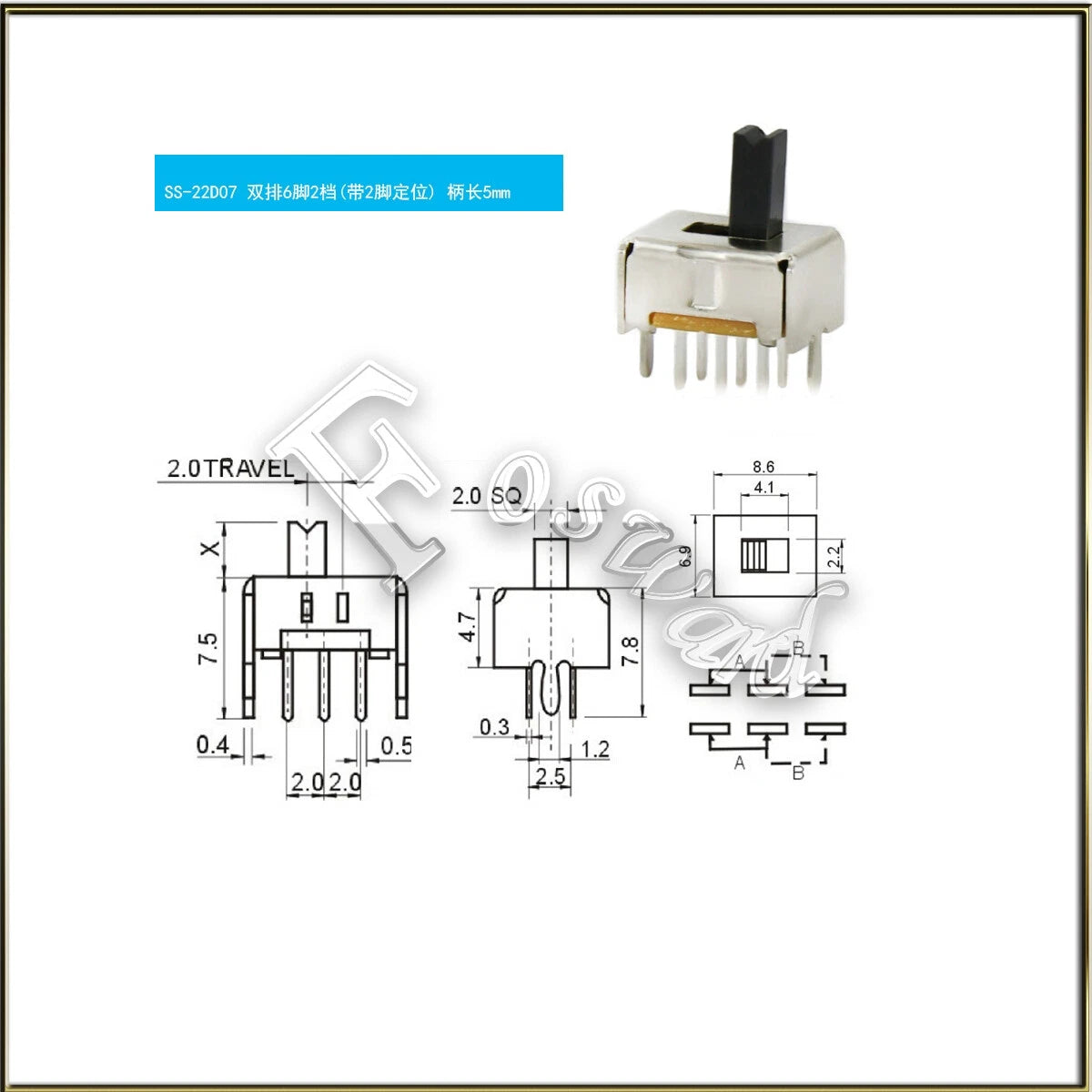 Mini Slide Switch SPDT 2/3-Position — 3/4/6 Pin PCB Micro Toggle Switch