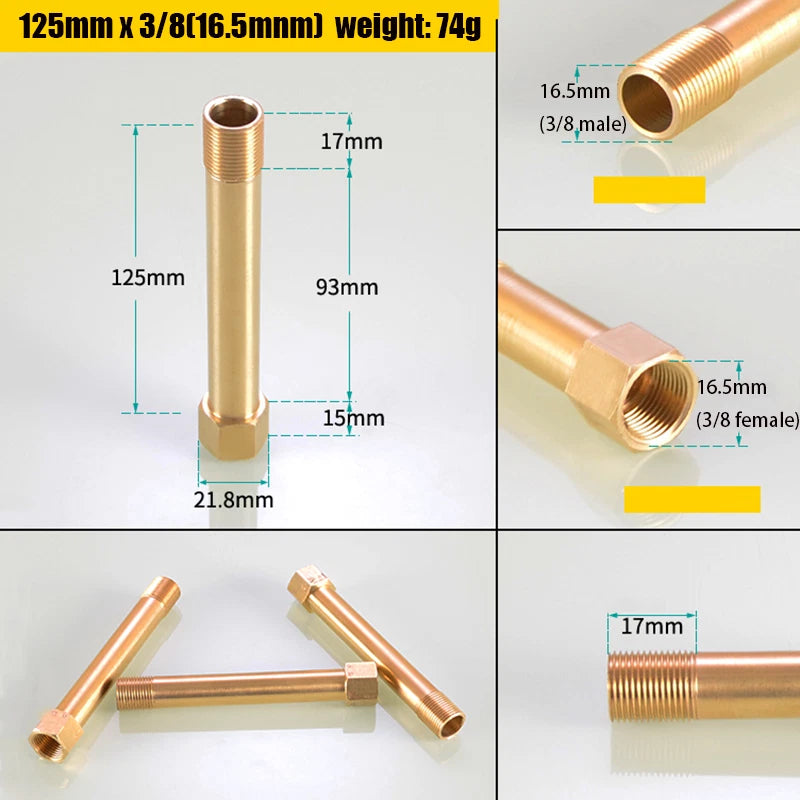 Brass BSP Extension Pipe Nipple Adaptor — Male to Female 1/8" 1/4" 3/8", 50–150mm