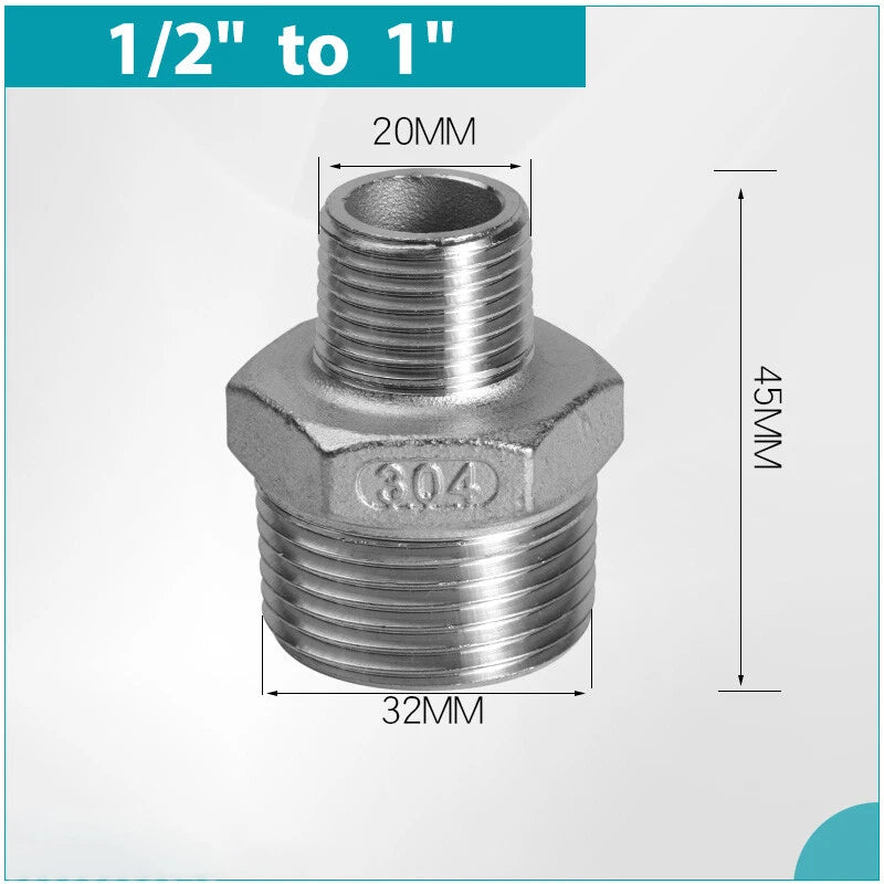 A2 Stainless Steel BSP Male to Male Hex Nipple Pipe Fittings