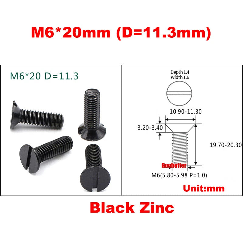 M1.2 M1.6 M2 M4 M5 M6 Slotted Countersunk Head Machine Screws Flat Bolts 3~25mm