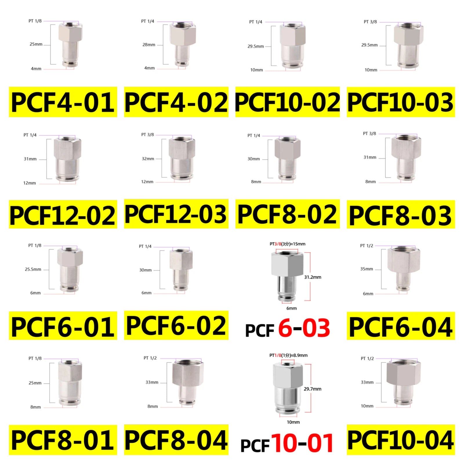 Pneumatic Push-In Fittings — Stainless Steel Hose Connectors (Straight, T, Y, L, Bulkhead & More)