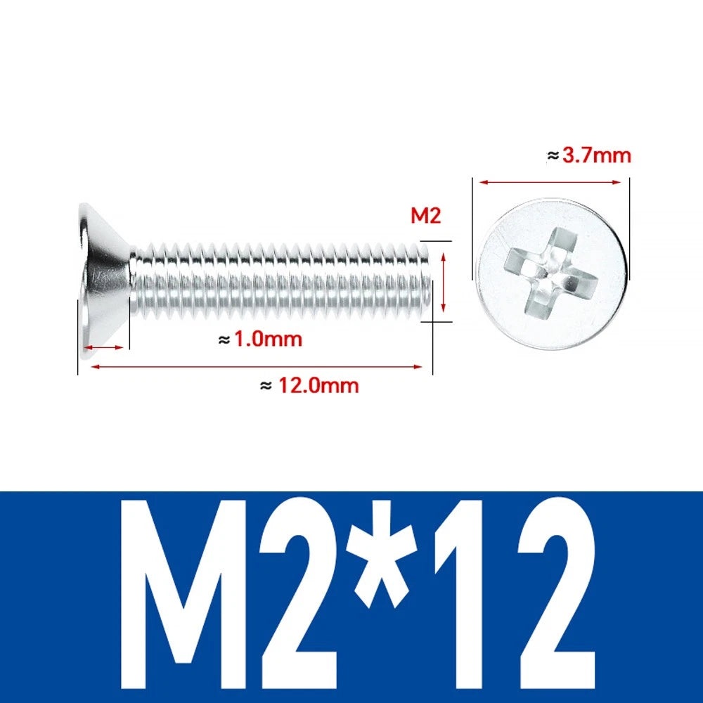 Countersunk Phillips Machine Screws – M2 to M12, White / Colour Zinc Plated, Carbon Steel