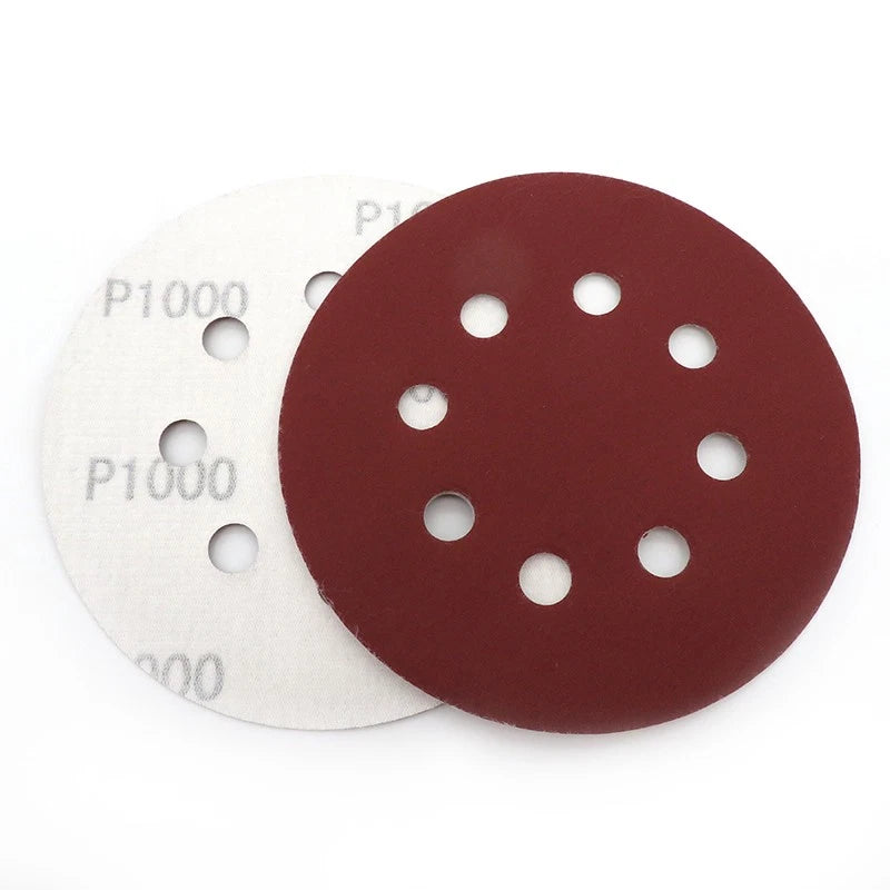 125mm 225mm Red Sanding Discs Hook Loop Sandpaper Pads 8 Hole Grit 40 - 2000