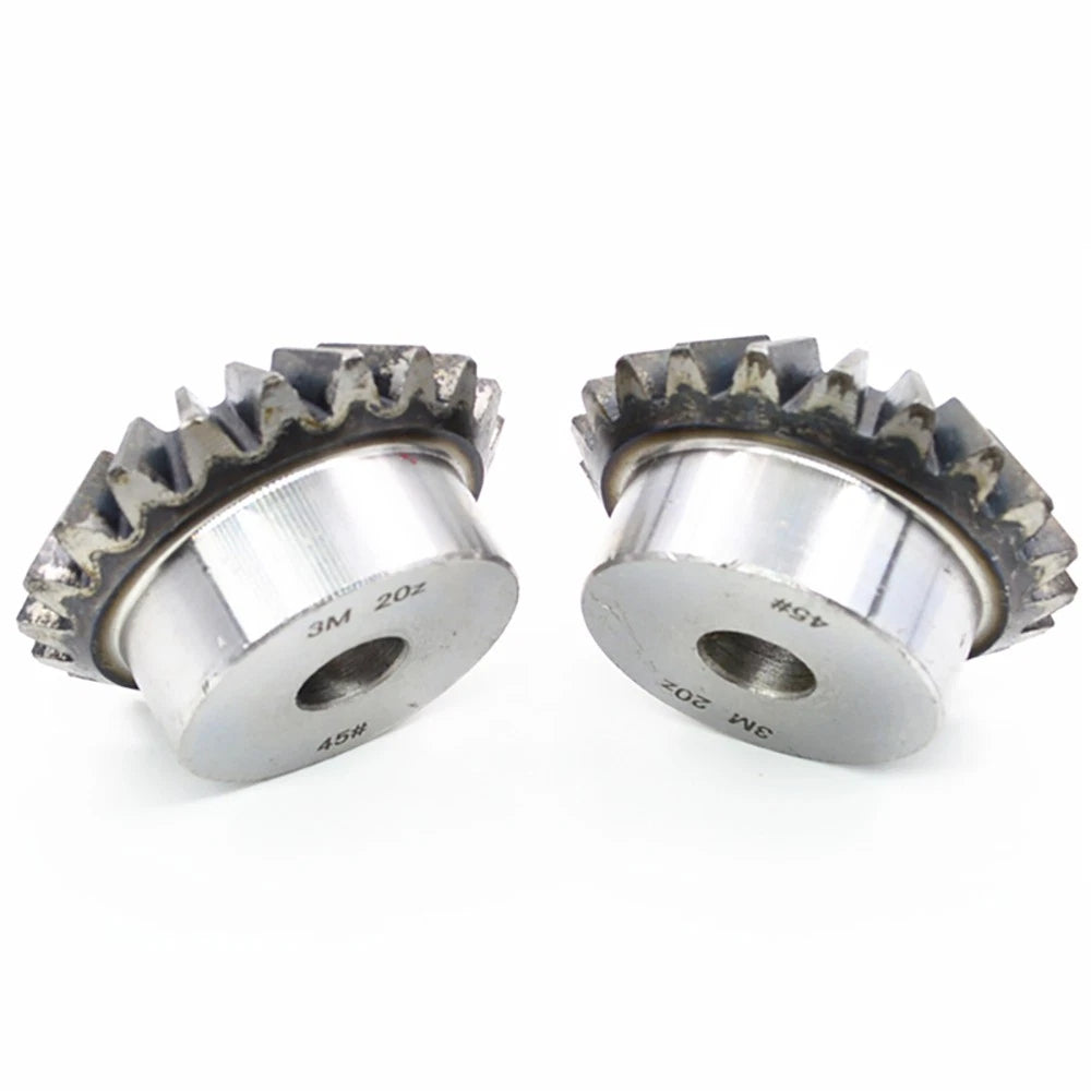 1M 1.5M 2M 3M Bevel Gear 15-40 Teeth 1:1 90° Meshing Angle 45# Steel Drive Gears