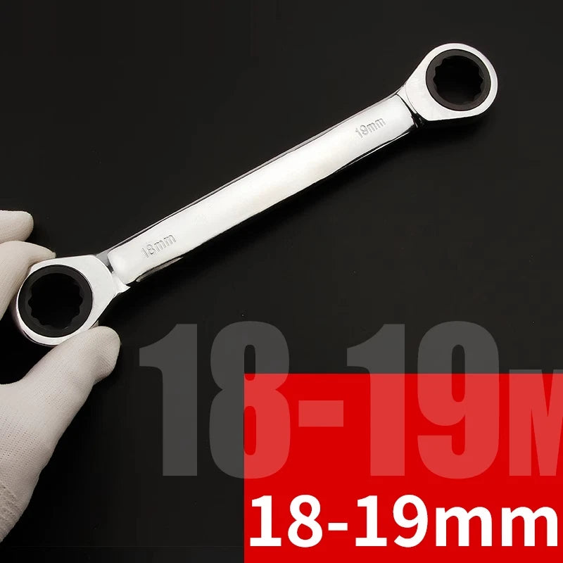 Double Ended Wrench Ratchet Spanner Fully polished 72 Teeth 8/10/12/13/17/19 mm