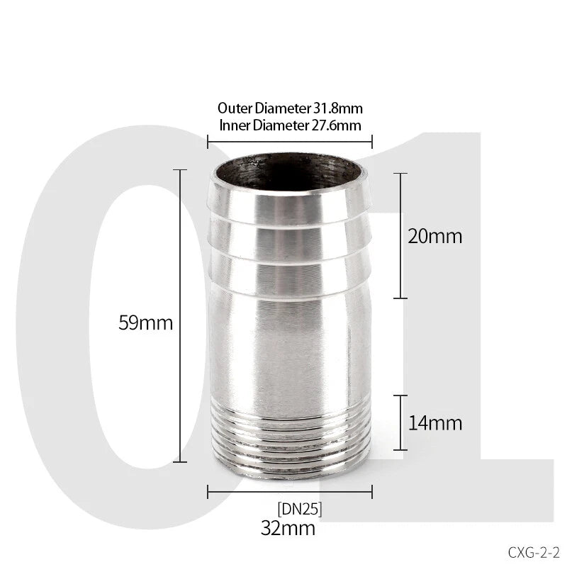 Stainless Steel Hose Barb Tail Fitting — BSP Male Thread Connector Adapter