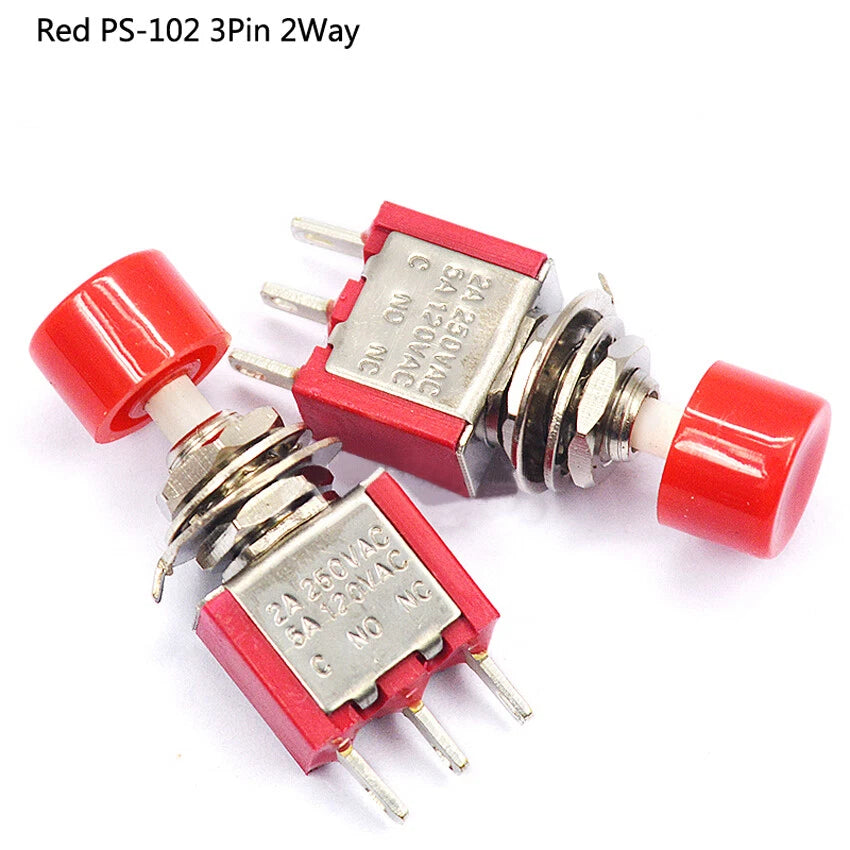 MTS & PS Series Mini Toggle Switch — 3/6/9/12 Pin, 2-Way/3-Way, Red & Blue