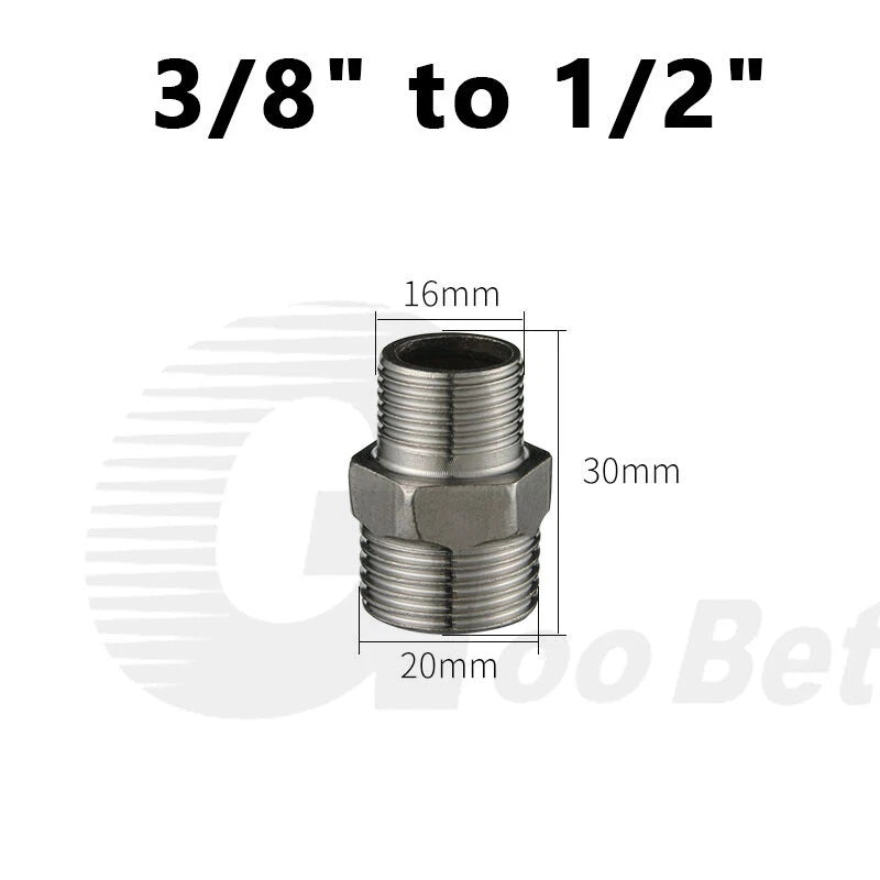 Stainless Steel Hex Nipple BSP Pipe Fitting — Male Thread Adapter 1/4" to 1-1/4"