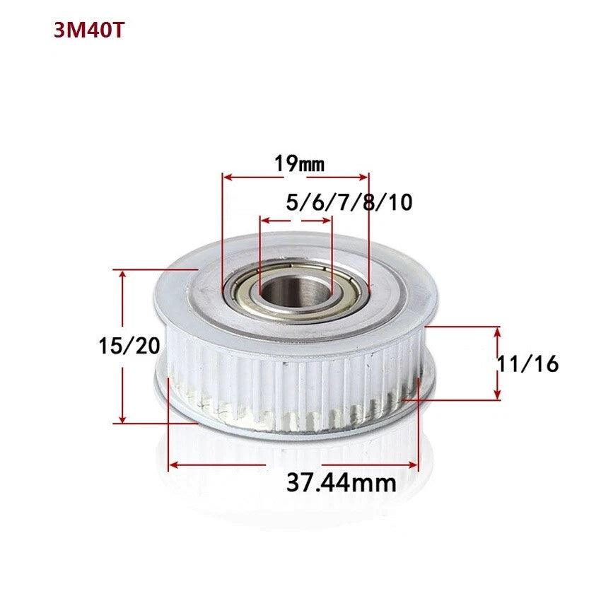 HTD-3M Timing Belt Tensioner Pulley Smooth Tooth/Toothed Idler Width 11/16mm