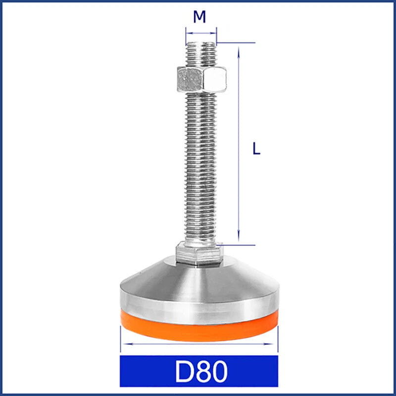 Anti‑Slip Heavy Levelling Machine Feet – Stainless Steel, Adjustable Height M8–M30 (30–200mm Lengths)