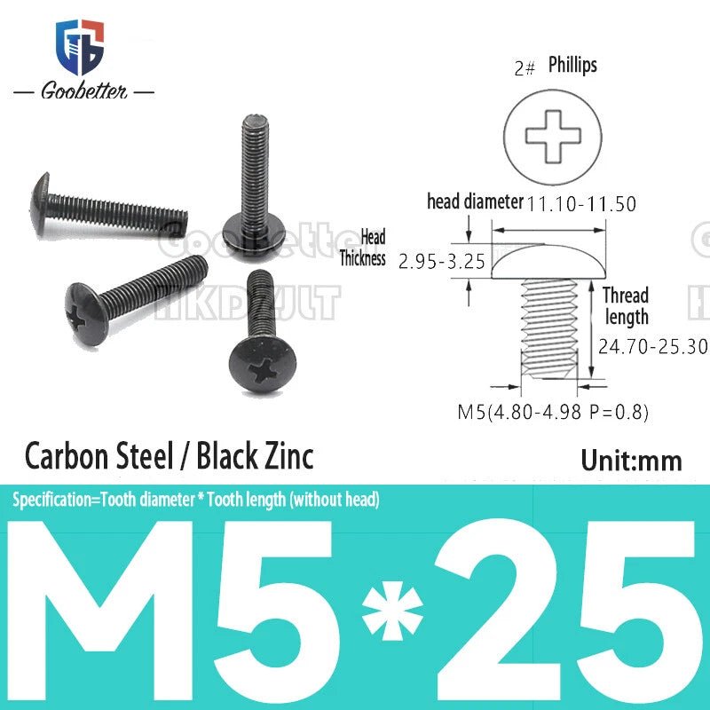 Phillips Flat Head Machine Screws M2.3 to M6 — Carbon Steel, Stainless & Brass, 7 Finishes - HomeDIYer