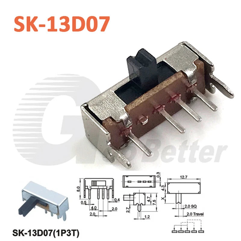 Miniature Slide Switch SPDT 2-Position On-Off Micro Toggle for Model Railway
