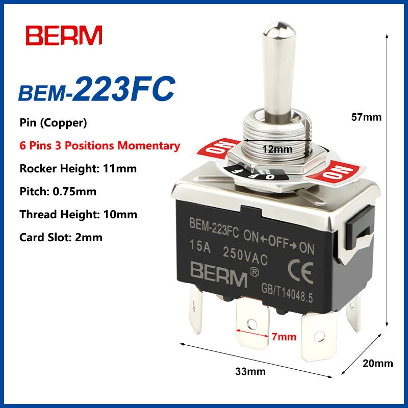 Toggle Switch ON-OFF-ON, 2/3 Pin 2/3 Positions, Latching & Momentary, Screw or Pin Terminal