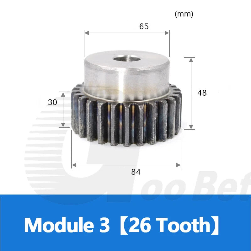 Spur Gear C45 Steel Mod 3 with Hub 12-40 Tooth Motor Pinion Hardened 8-40mm Bore