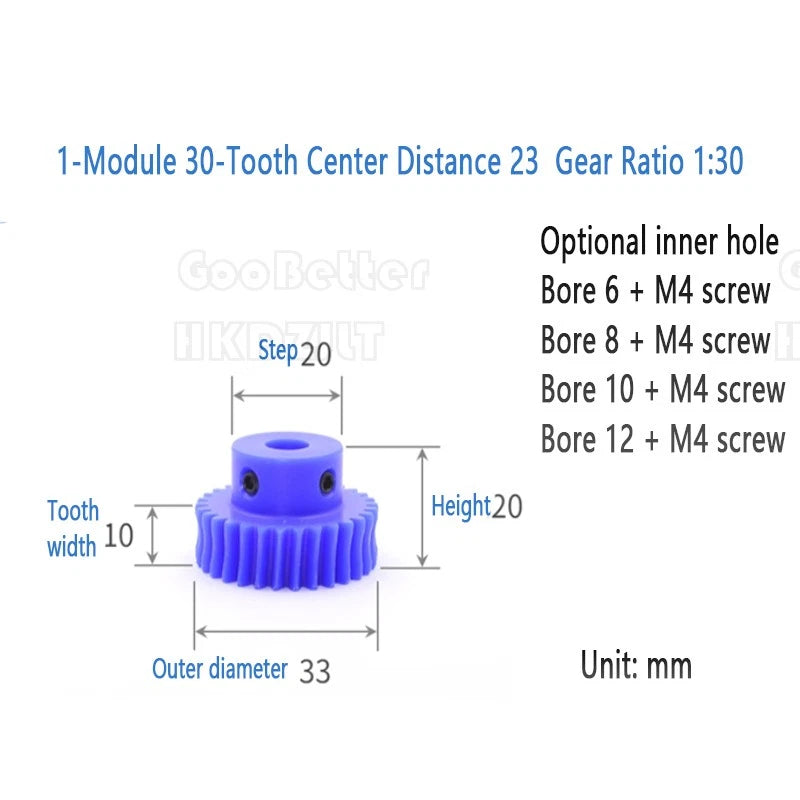 Mod 0.5 1 Nylon Plastic Worm Gear Wheel 15 - 80 Tooth Nylon Worm Shaft Precision
