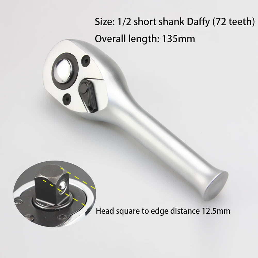 Drive Socket Ratchet Handle Wrench 24/ 72 Teeth Quick-release Reversible Sleeve