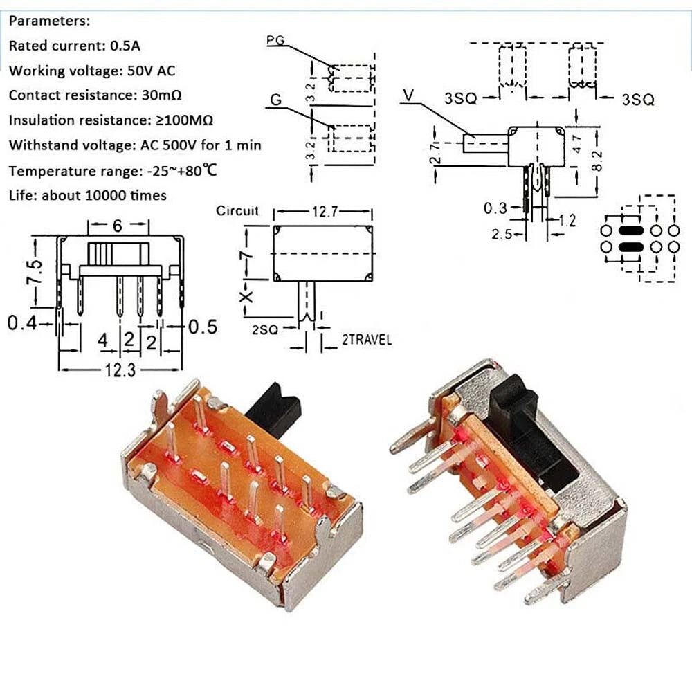 Miniature Slide Toggle Switch — 2/3-Position, Single/Double Row, Vertical & Horizontal, Through-Hole & SMD