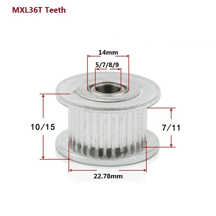 MXL Timing Belt Drive Tensioner Pulley Smooth Tooth/Toothed Idler Width 7/11mm