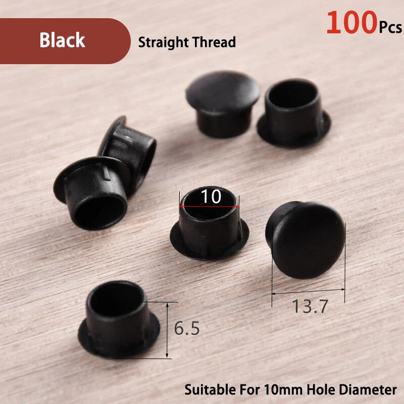 Plastic Screw Hole Cover Caps – For 5mm to 16mm Holes (100-Pack) – Multiple Colors