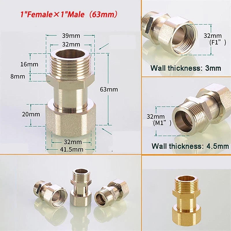 Brass Compression Fittings — Straight Coupling & Elbow Connector, 1/2" 3/4" 1" Female/Male