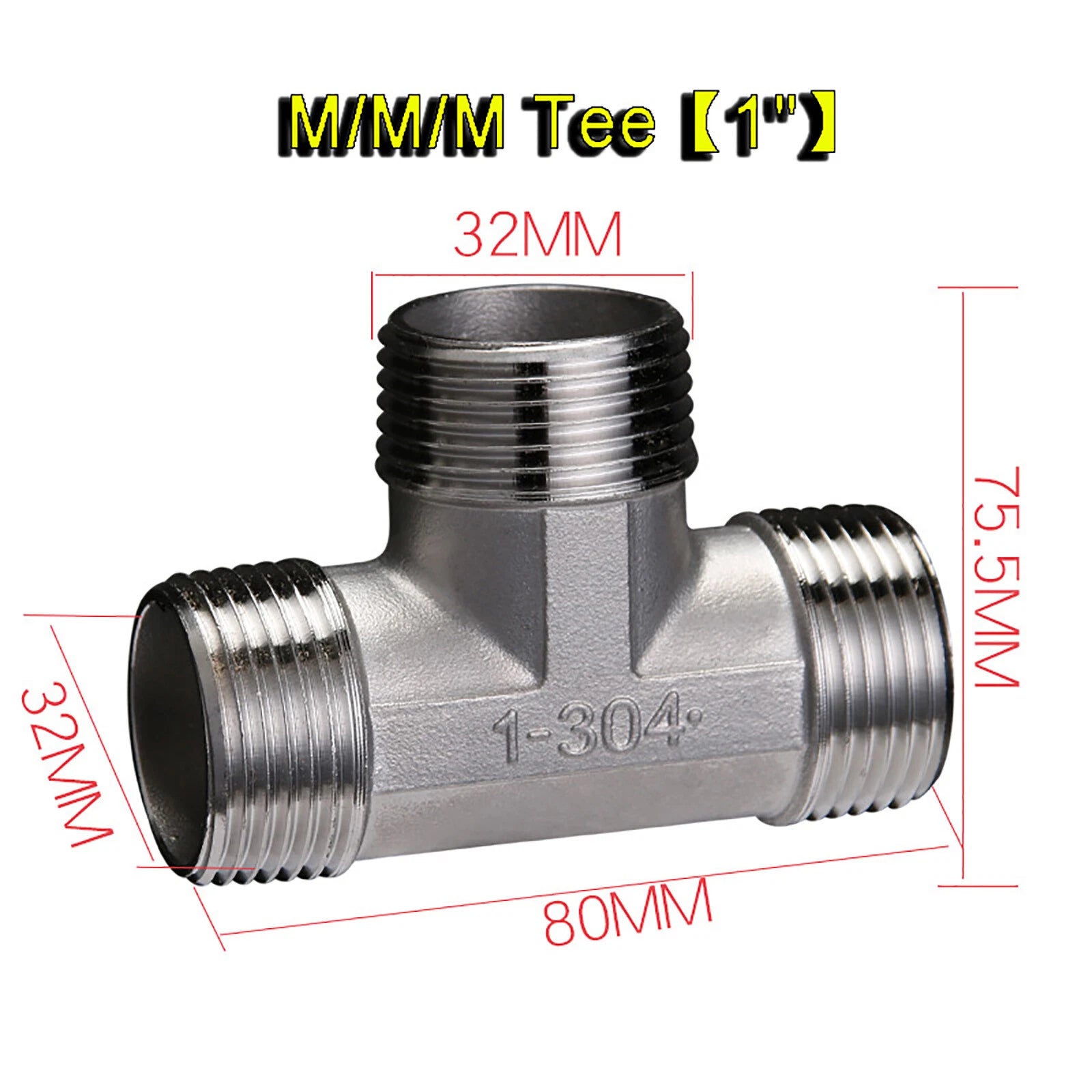 304 Stainless Steel BSP Tee & Cross Pipe Fittings — 1/8" to 2" | F&F&F, M&M&M, Reducer & Cross
