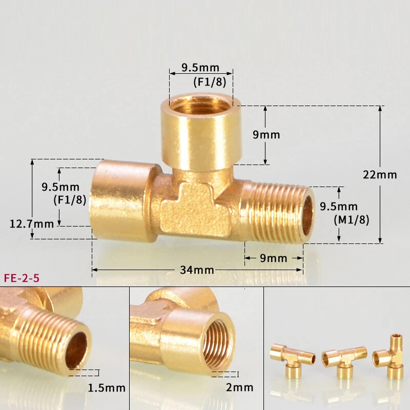 BSP Brass Tee Pipe Fitting – Male & Female Thread T-Shape Connector