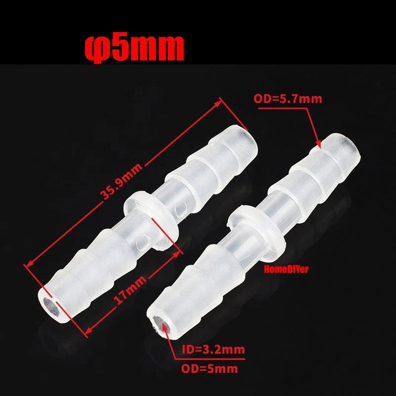 Plastic Barbed Connector 4mm~12mm Straight Cross Pipe Hose Tubing Joiner Fitting