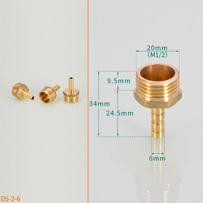 BSP Hose Barb Fittings — 1/2" & 3/4" Male or Female Thread × 6–25mm Barb (2-Pack)