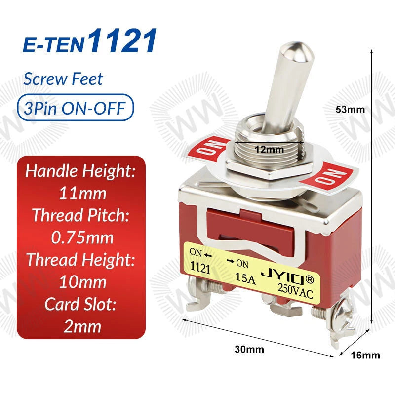 Heavy Duty Metal Toggle Switch – 15A 250VAC, 2/3/4/6 Pin, ON-OFF & ON-OFF-ON
