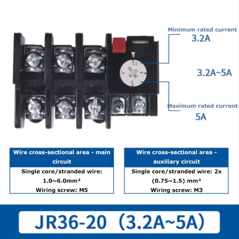 Thermal Overload Relays 0.32Amp - 160Amp For 3 Phase Motor Protector JR36 Series - HomeDIYer