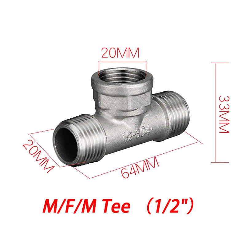 BSP 304 Stainless Steel Pipe Fittings — Elbow, Tee, Nipple, Cross, Bush, Cap (1/2" & 3/4")