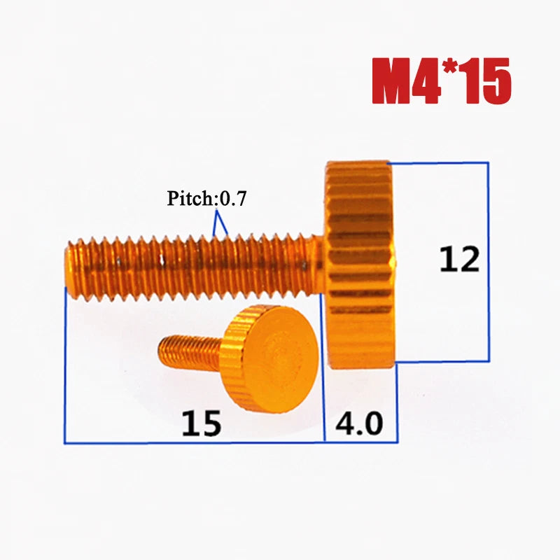 M2–M6 Aluminum Alloy Knurled Thumb Screws | Hand-Tighten Knob Bolts, 10 Colors