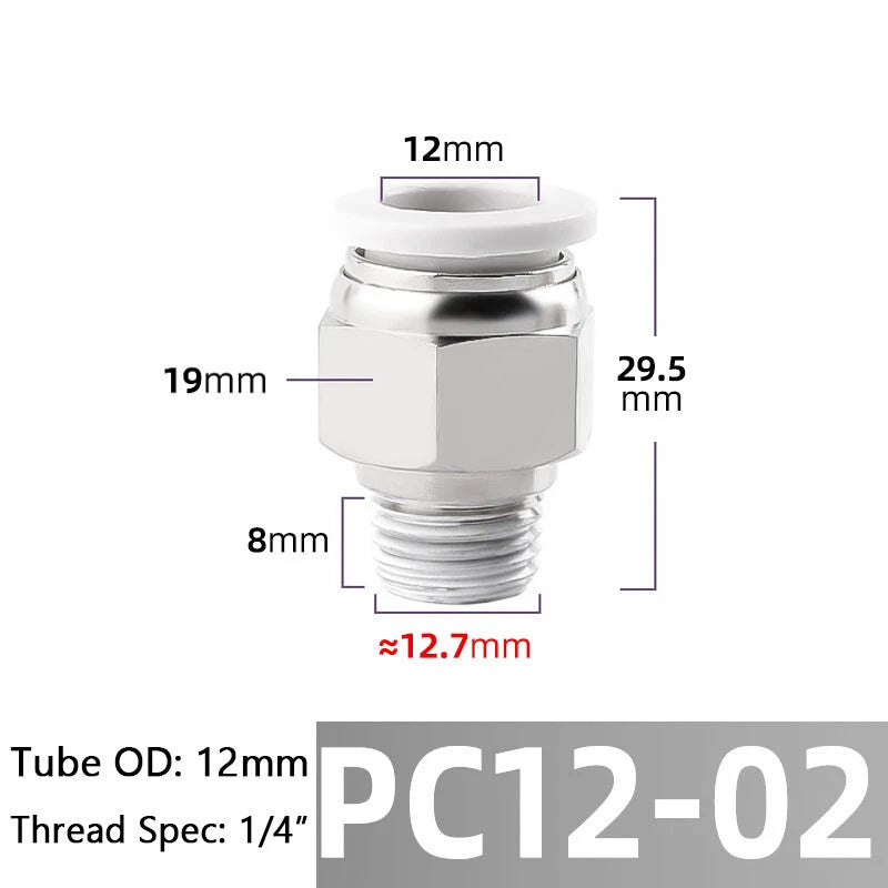 Straight Male Stud Push-to-Connect Pneumatic Fitting for Air & Water Hose