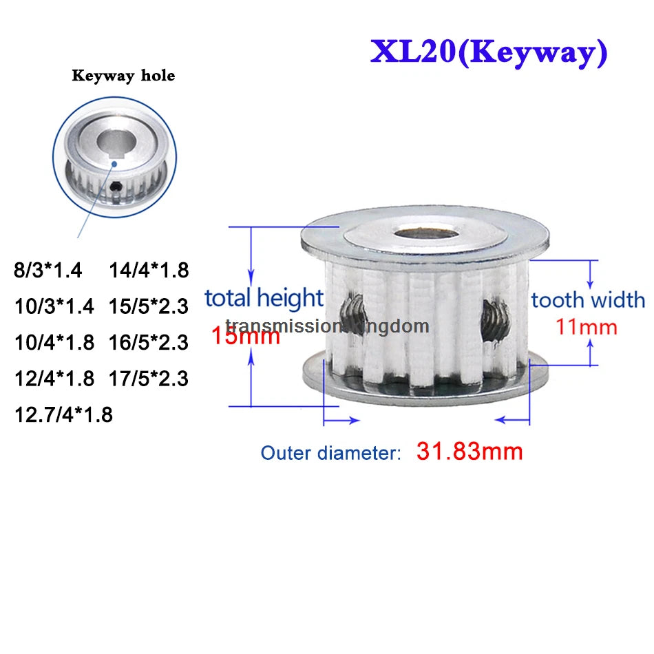 XL 10T-40T Synchronous Wheel Width 11mm Timing Belt Pulley Bore 4-20mm