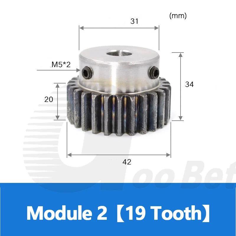 Mod 2 Spur Gear C45 Steel with Hub 12 - 60 Tooth Motor Pinion Hardened Precision