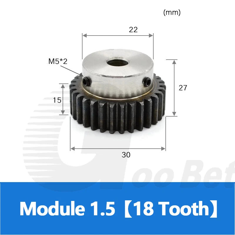 Spur Gear C45 Steel Mod 1.5 with Hub 12-60 Tooth Motor Pinion Hardened Precision