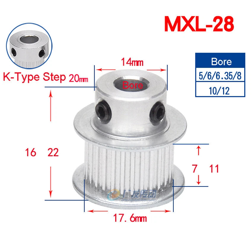 MXL 14-160Teeth Timing Belt Pulleys Pitch 2.032mm With Step For 10mm Width Belt