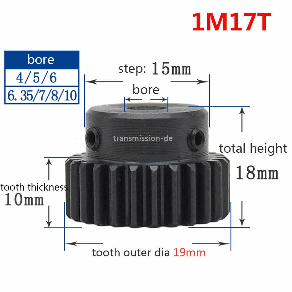 0.5/1 Mod Pinion Gear 10T-150T Spur Gear with Step 45# Steel Transmission Gear