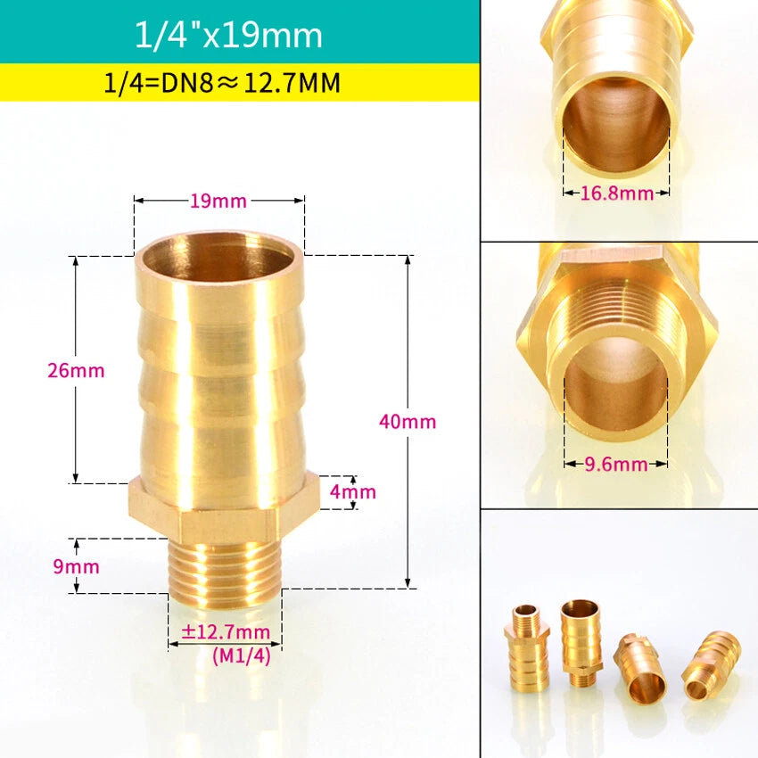 BSP Male & Female Thread Barb Hose Tail Connector — Air Fuel Water