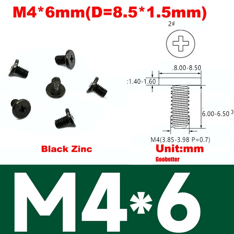 CM2/CM2.5/CM3/CM4 Ultra Thin Wafer Flat Head Phillips Screws – For Laptop & Computer Repair (M2–M4)