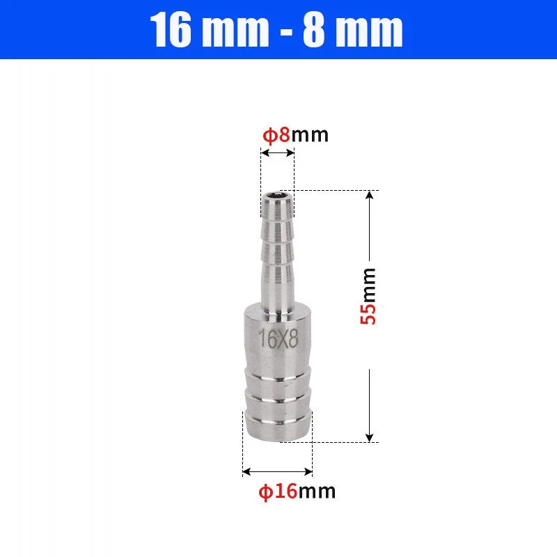 6mm~50mm Stainless Reducer Barbed Hose Joiner Connector Air Water Pipe Gas Tubi