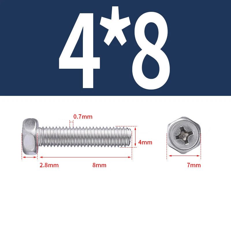 A2 Stainless Steel Hex Head Machine Screws – M3 M4 M5 M6 M8, Fully Threaded (304 Grade) - HomeDIYer