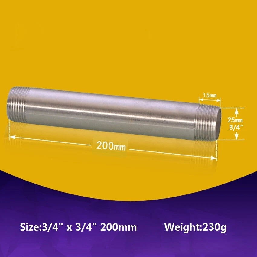 Stainless Steel BSP Male Threaded Double Nipple Pipe Extension Fitting | 1/2" 3/4" 1"