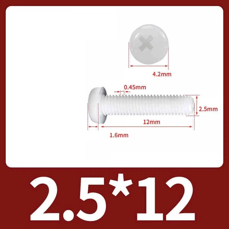 White Nylon Phillips Pan Head Machine Screws – M2 to M8, Non‑Conductive & Corrosion‑Free (PA66)